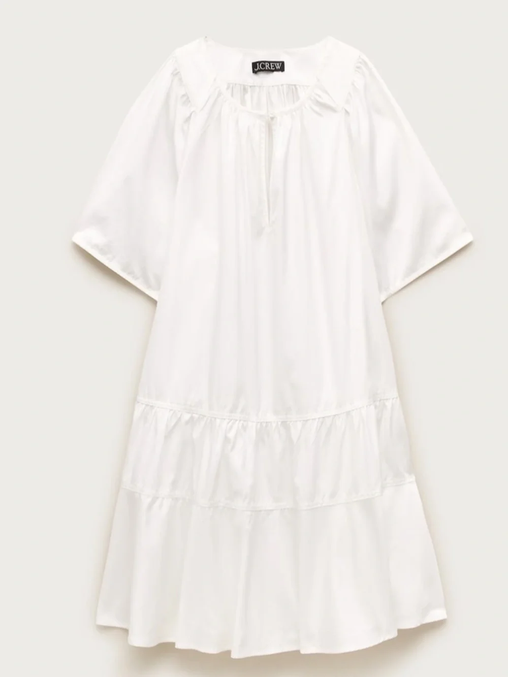 J crew white Tiered popover dress in cotton poplin